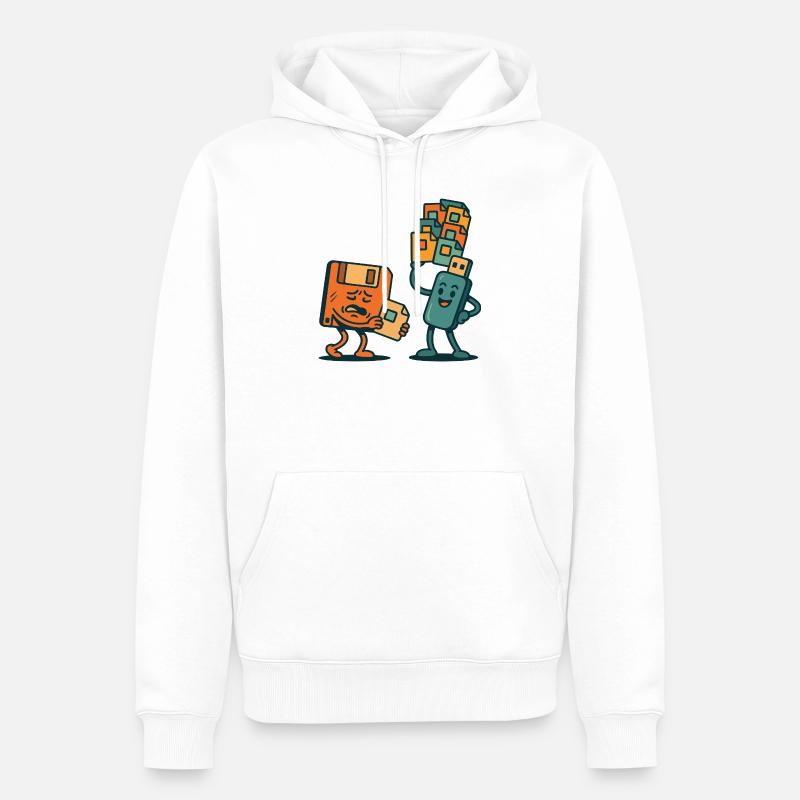 Diskette vs. USB-Laufwerk Retro Tech Sarkasmus - Männer Premium Bio Hoodie - Weiß