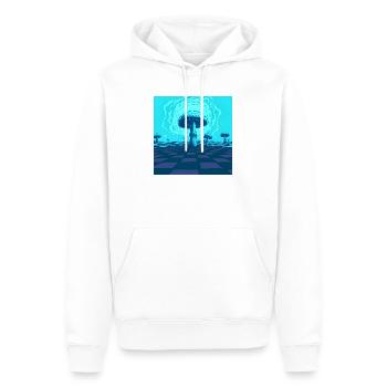 Scène Futuriste De Champignons Psychédéliques Bleus - Sweat à capuche Premium bio Homme - blanc - Devant - Nico (187cm)