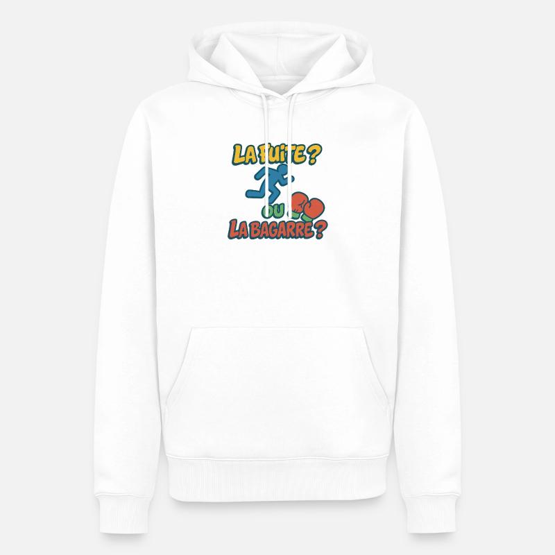 Flucht oder Kampf - Männer Premium Bio Hoodie - Weiß
