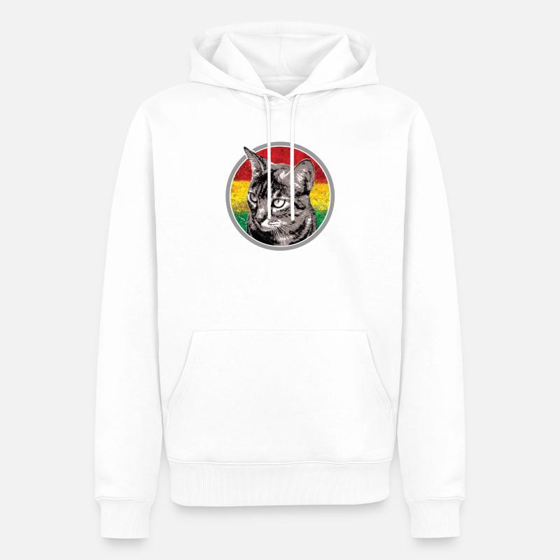 Chat avec des arrière-plans de drapeau - Sweat à capuche Premium bio Homme - blanc