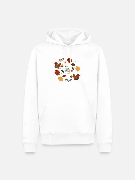 Herbstliches Naturmotiv mit Eichhörnchen - Männer Premium Bio Hoodie - Weiß