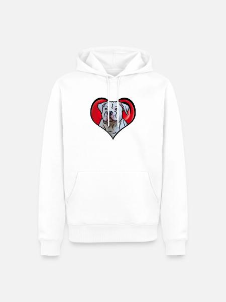 Bulldog im Herz in Comicstyle - Männer Premium Bio Hoodie - Weiß