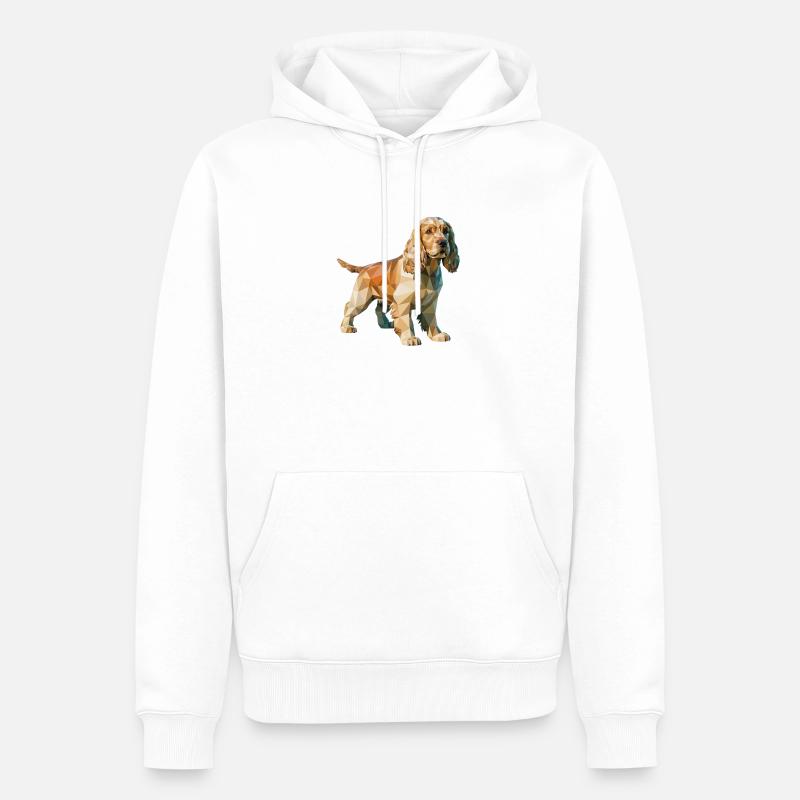 Cocker Spaniel - Cool Low Poly Logo - Men’s Premium Organic Hoodie - white