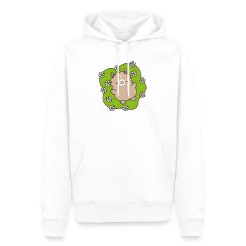 Glücklicher Bär im Blumengarten - Männer Premium Bio Hoodie - Weiß - Vorne - Nico (187cm)