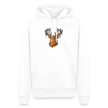 Cerf d’hiver avec glaçons - Sweat à capuche Premium bio Homme - blanc - Devant - Nico (187cm)