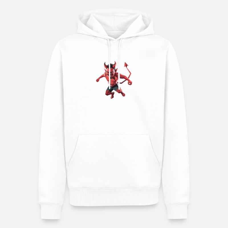 Devil - Cool Low Poly Logo - Sweat à capuche Premium bio Homme - blanc