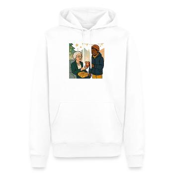 Grand-mère Karin avec son petit-fils - Sweat à capuche Premium bio Homme - blanc - Devant - Nico (187cm)