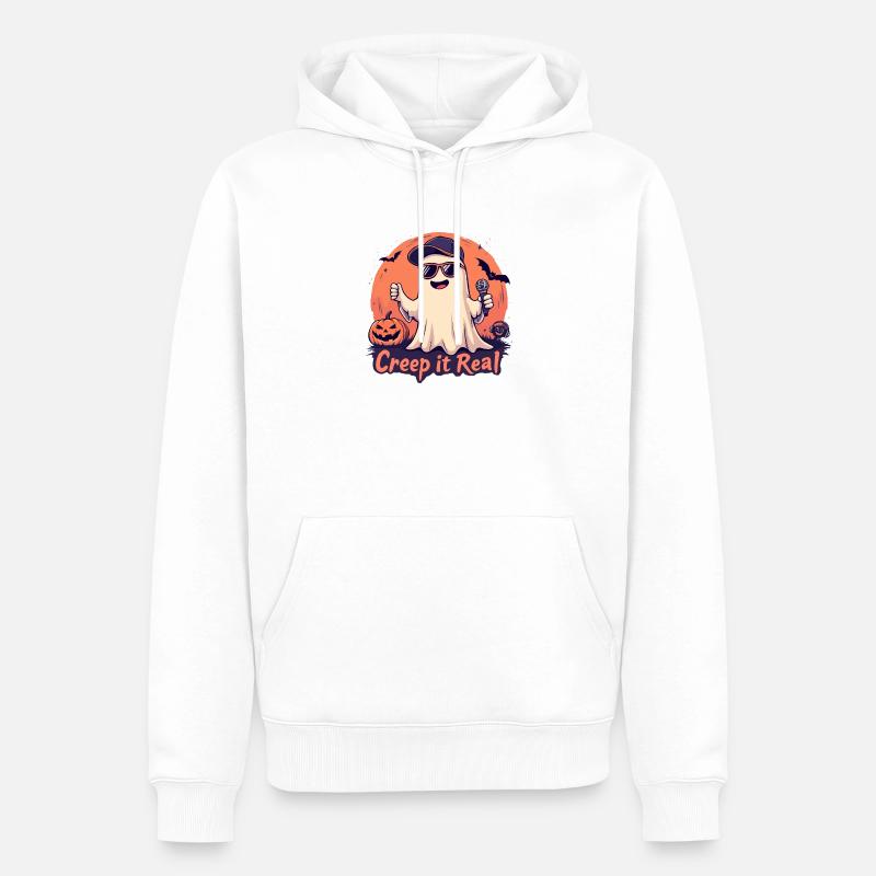 Creep It Real Ghost avec micro - Sweat à capuche Premium bio Homme - blanc