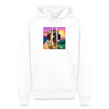 Dogue avec couronne florale - Sweat à capuche Premium bio Homme - blanc - Devant - Nico (187cm)