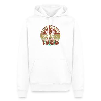 40e anniversaire Légende vivante depuis VIN 11/1985 - Sweat à capuche Premium bio Homme - blanc - Devant - Nico (187cm)