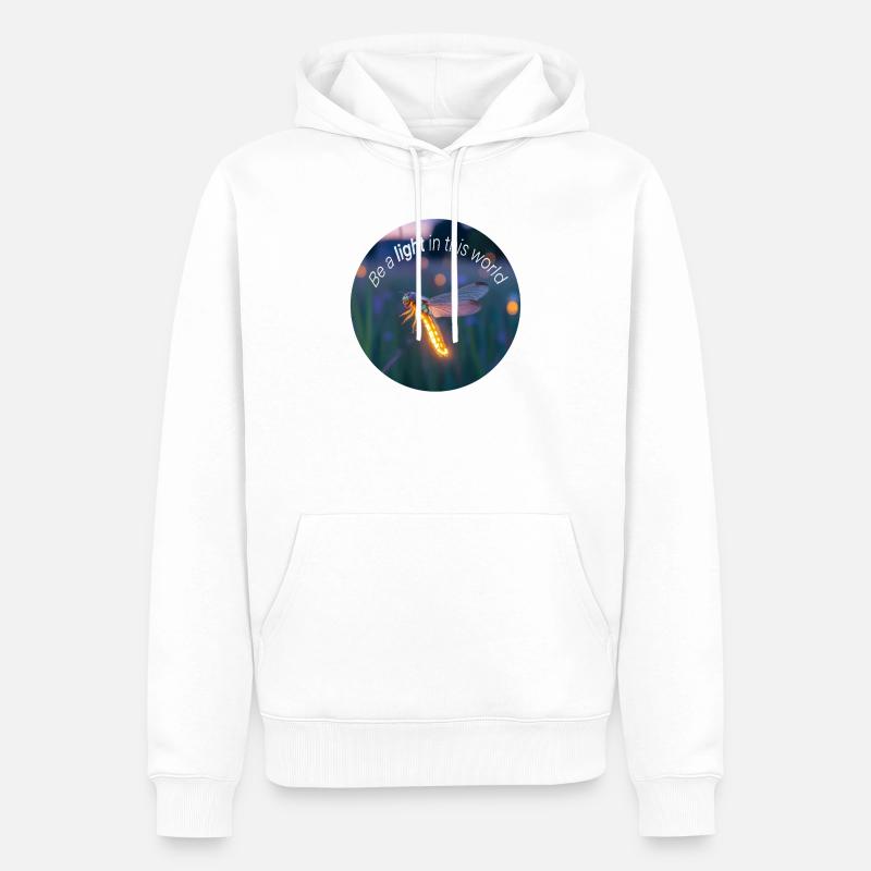 Leuchtendes Glühwürmchen mit positiver Botschaft - Männer Premium Bio Hoodie - Weiß