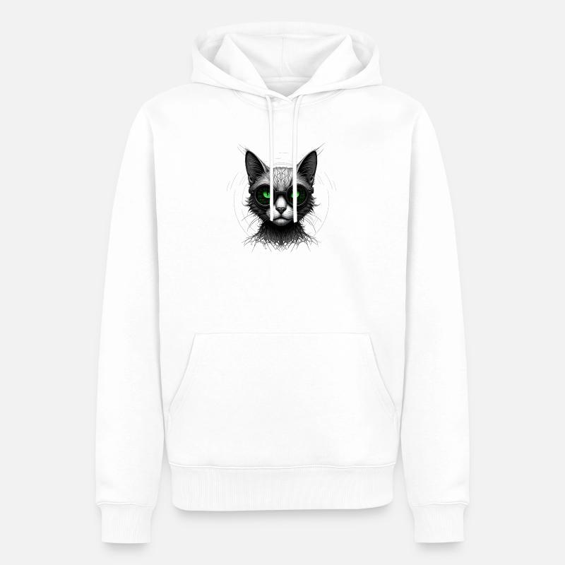 Grüne Augen Computer Programmierer Geek Katze - Männer Premium Bio Hoodie - Weiß