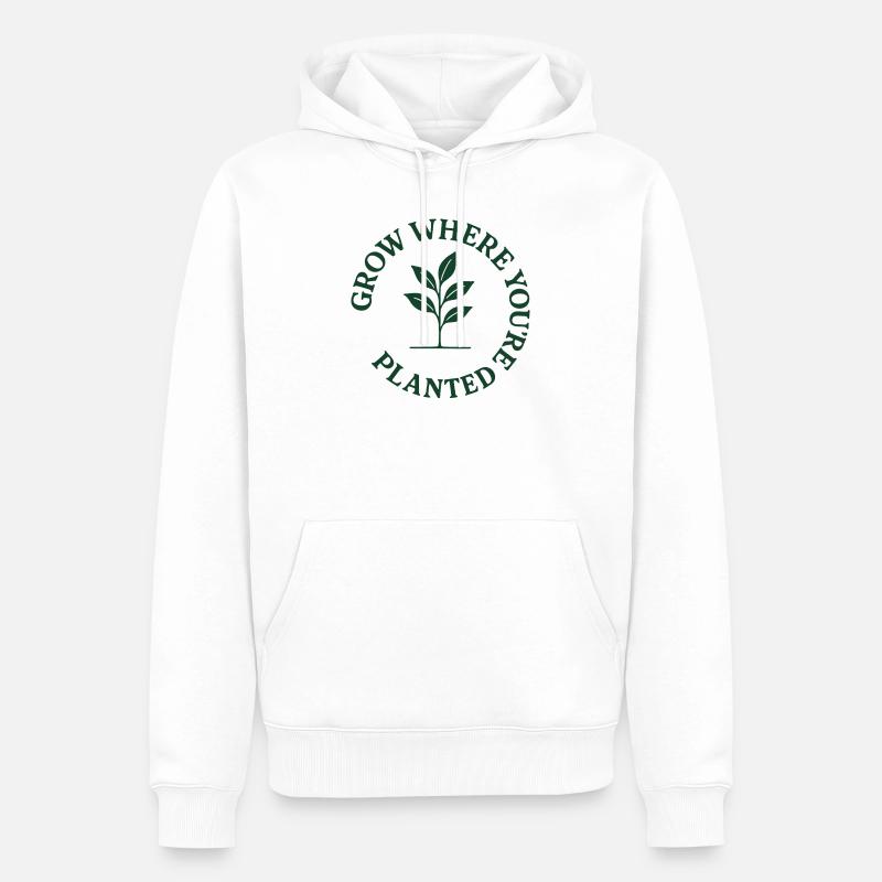 Évoluez là où vous êtes - Sweat à capuche Premium bio Homme - blanc