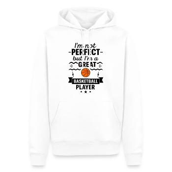 Pas parfait mais un grand basketteur - Sweat à capuche Premium bio Homme - blanc - Devant - Nico (187cm)