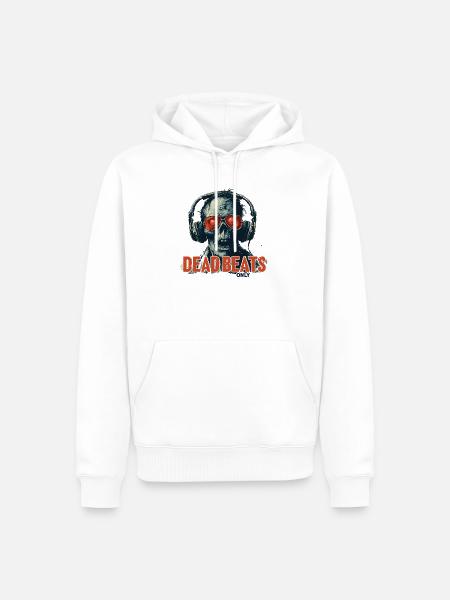 Dead Beats Only – Cooles Zombie Musik Design - Männer Premium Bio Hoodie - Weiß