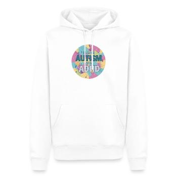 J’ai l’autisme et le TDAH - Sweat à capuche Premium bio Homme - blanc - Devant - Nico (187cm)