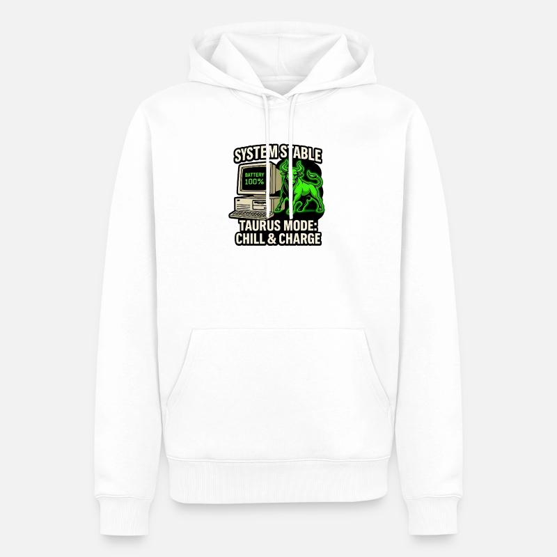 System Stable Taurus Mode Chill & Charge - Männer Premium Bio Hoodie - Weiß