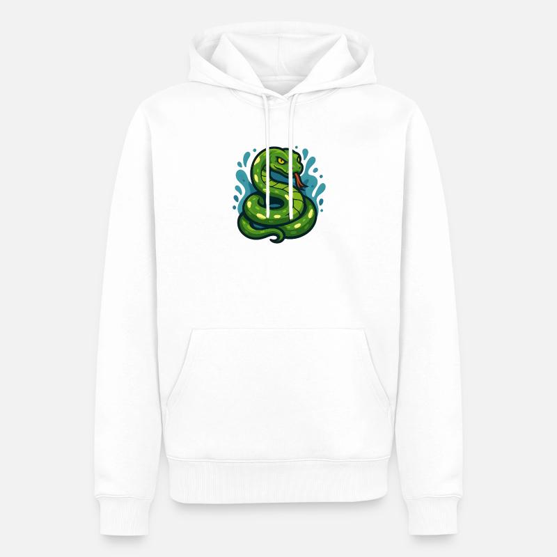Green Tree Python Snake in Wave - Men’s Premium Organic Hoodie - white