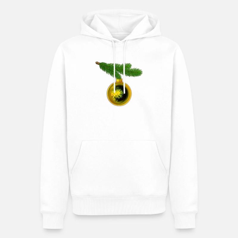 Weihnachtskugel mit Krustenanemonen am Tannenzweig - Männer Premium Bio Hoodie - Weiß