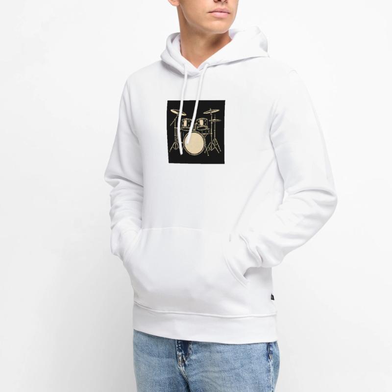 Illustration de batterie Black Silver Sweat à capuche Premium bio Homme