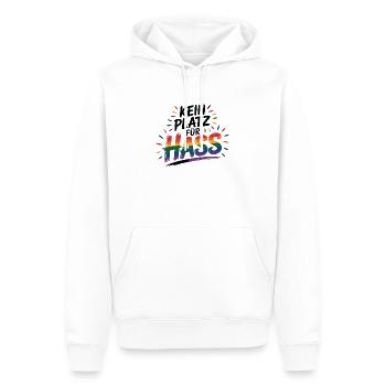 No Place for Hate - Cool Pride Logo - Men’s Premium Organic Hoodie - white - Front - Nico (187cm)