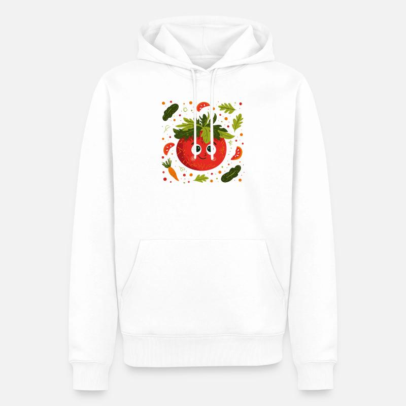 Tomate joyeuse avec une couronne d’herbes - Sweat à capuche Premium bio Homme - blanc