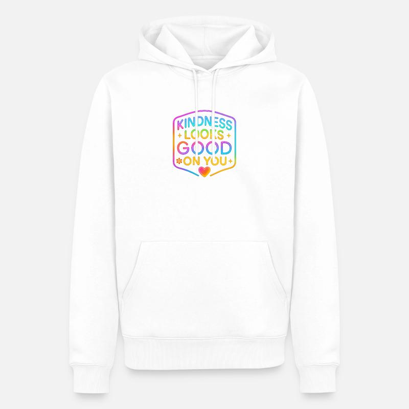 Kindness Neon steht dir gut - Männer Premium Bio Hoodie - Weiß