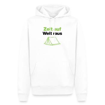 Zelt auf – Welt raus, für Outdoorfans und Camper - Männer Premium Bio Hoodie - Weiß - Vorne - Nico (187cm)