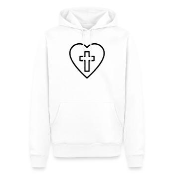 Herz mit Kreuz Liebe Glaube Vektor - Männer Premium Bio Hoodie - Weiß - Vorne - Nico (187cm)