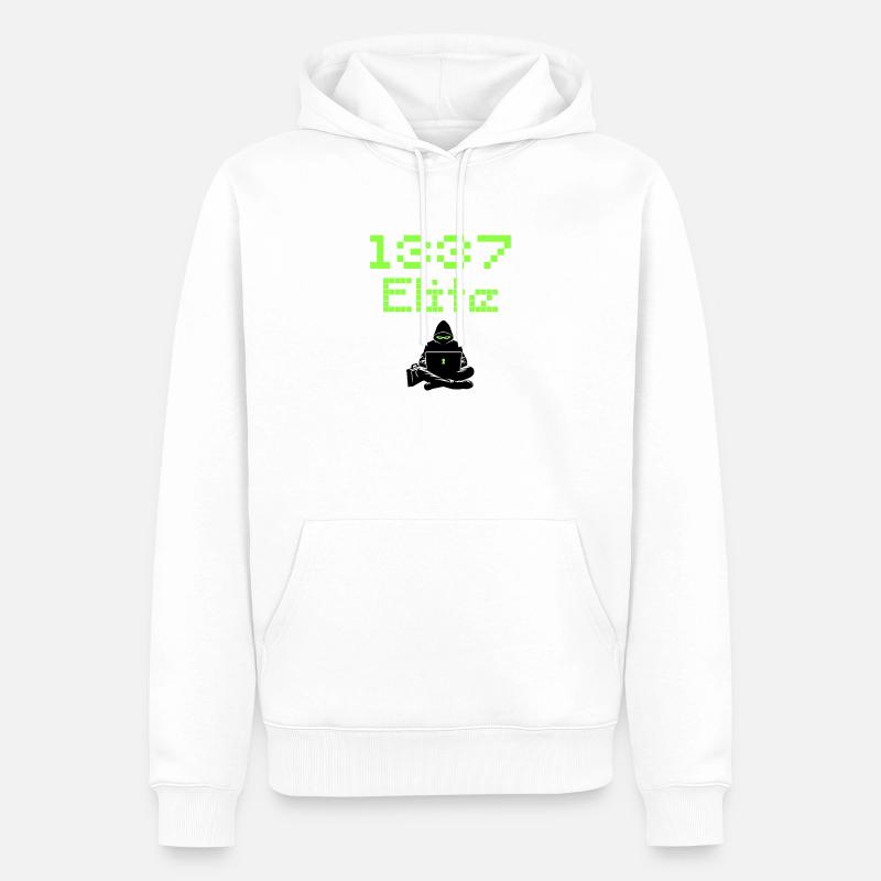 1337 Elite Hacker Squad, Leet Hacker - Männer Premium Bio Hoodie - Weiß