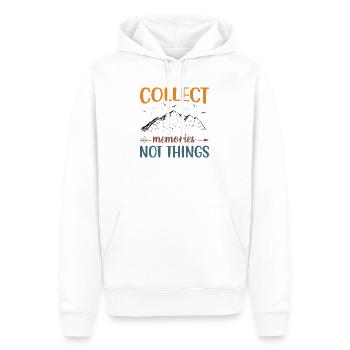 Montagnes - Collectez des souvenirs, pas des choses - Sweat à capuche Premium bio Homme - blanc - Devant - Nico (187cm)