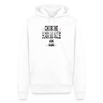 Suche nach Harmonie bei einem unbefristeten Vertrag - Männer Premium Bio Hoodie - Weiß - Vorne - Nico (187cm)