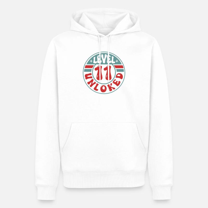 Niveau 11 Débloqué – Conception d’anniversaire joueur - Sweat à capuche Premium bio Homme - blanc
