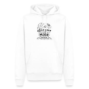 Je t’aime jusqu’à la lune et je reviens gribouiller - Sweat à capuche Premium bio Homme - blanc - Devant - Nico (187cm)