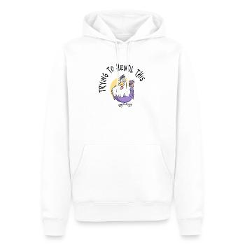 Porte-bonheur Velcro de poulet violet - Sweat à capuche Premium bio Homme - blanc - Devant - Nico (187cm)