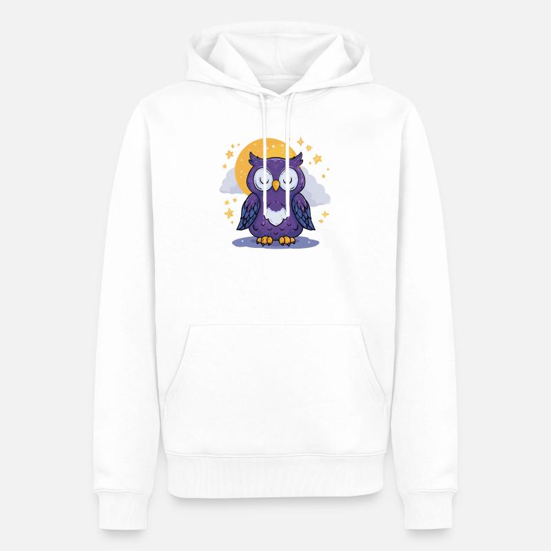 Mondnacht Eule - Männer Premium Bio Hoodie - Weiß