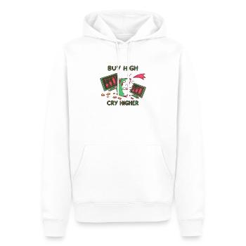 Buy High-Cry Higher: Investor, Crypto Stocks Meme - Men’s Premium Organic Hoodie - white - Front - Nico (187cm)