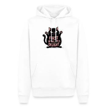 First of All I'm a Delight  - Men’s Premium Organic Hoodie - white - Front - Nico (187cm)