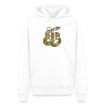 Elegante Mosaik-Schlange: Stained Glass Reptil Art - Männer Premium Bio Hoodie - Weiß - Vorne - Nico (187cm)