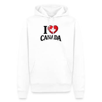 I Love Canada – Message avec feuille d'érable - Sweat à capuche Premium bio Homme - blanc - Devant - Nico (187cm)