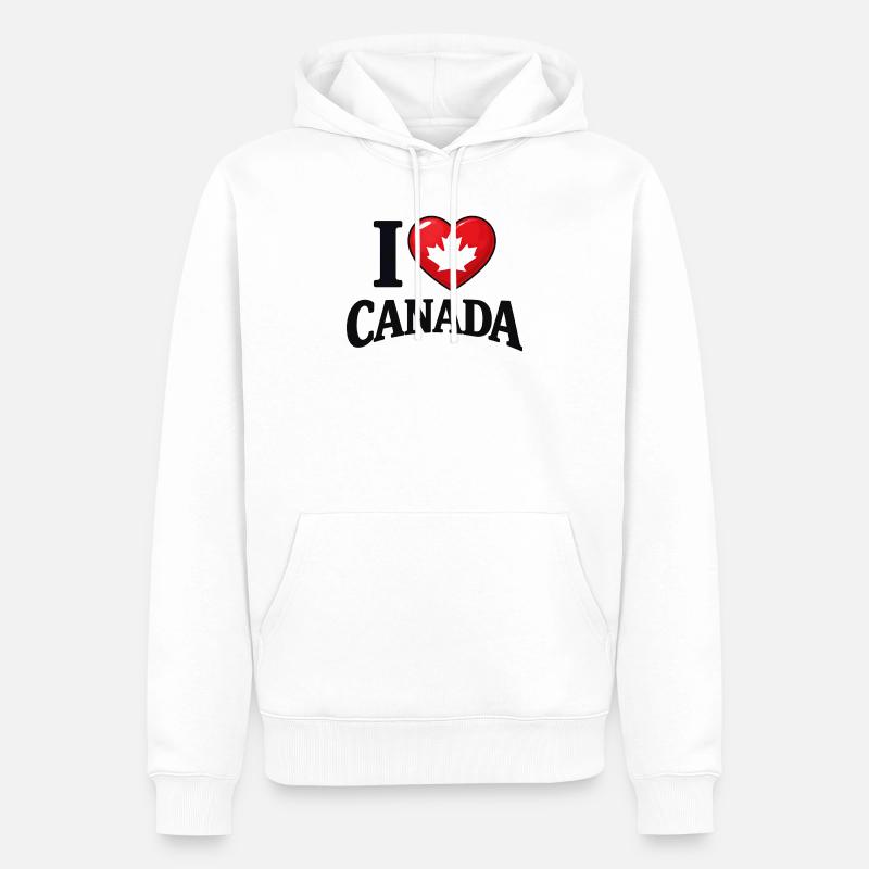I Love Canada – Message avec feuille d'érable - Sweat à capuche Premium bio Homme - blanc