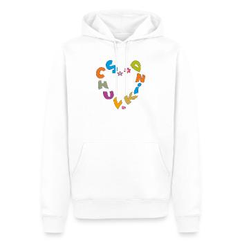 Schulkind mit bunten Buchstaben Herz und Blumen - Männer Premium Bio Hoodie - Weiß - Vorne - Nico (187cm)