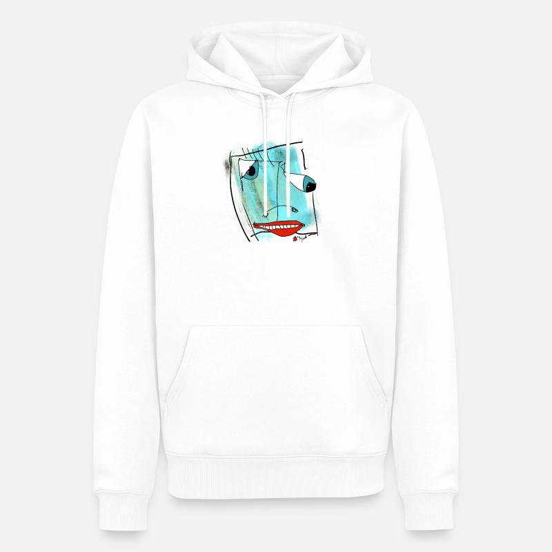 Aquarelle de design de visage abstrait - Sweat à capuche Premium bio Homme - blanc