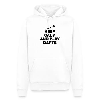 KEEP CALM AND PLAY DARTS! 180 PFEILE - Männer Premium Bio Hoodie - Weiß - Vorne - Nico (187cm)