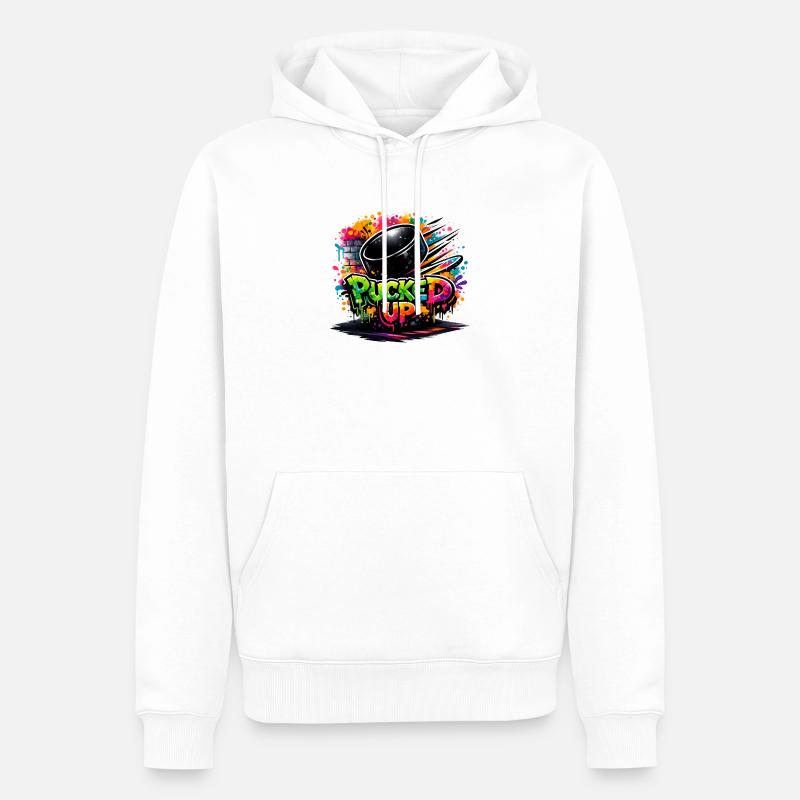 Puck de graffiti complètement déformé - Sweat à capuche Premium bio Homme - blanc