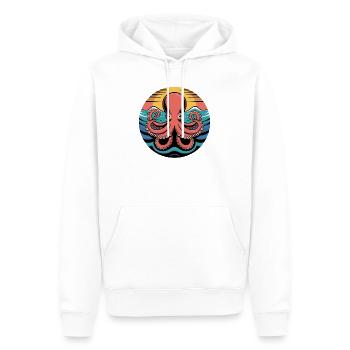 Retro Oktopus Sonnenuntergang Tintenfisch Motiv - Männer Premium Bio Hoodie - Weiß - Vorne - Nico (187cm)