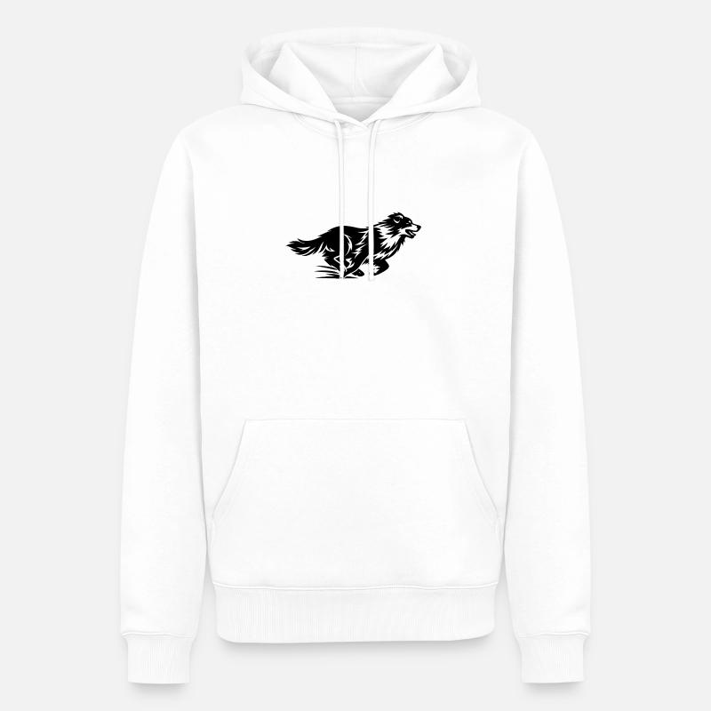 Silhouette du Border Collie en course - Sweat à capuche Premium bio Homme - blanc