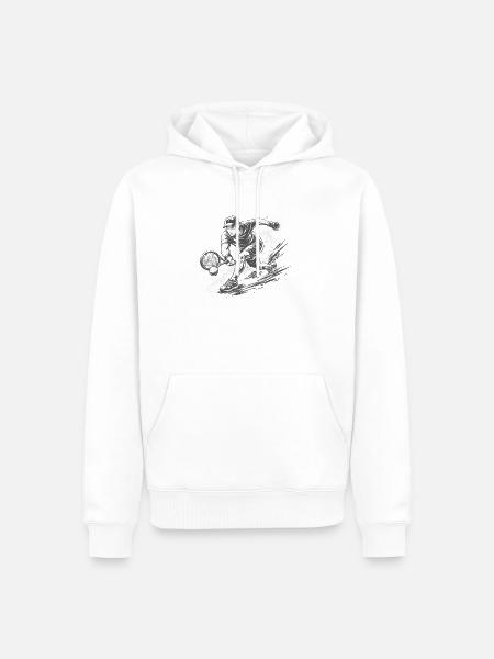 Dynamischer Tennisspieler in Schwarzweiß - Männer Premium Bio Hoodie - Weiß