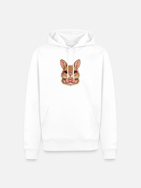 Süßer Hase mit Brille & Fliege | Osterhase - Männer Premium Bio Hoodie - Weiß