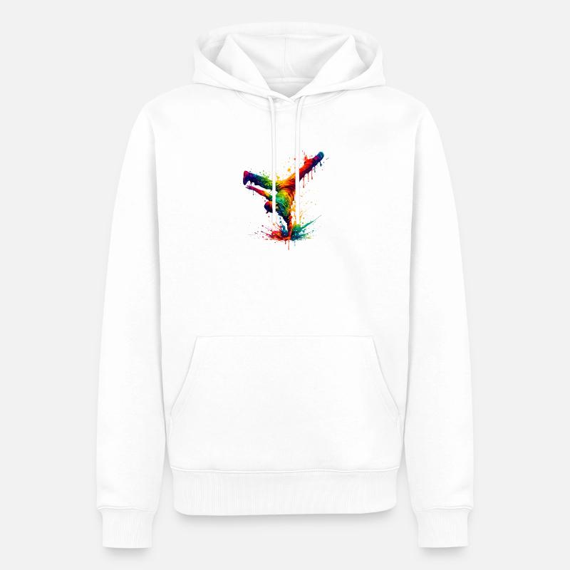 Main Danse Arc-en-Ciel Éclaboussée - Sweat à capuche Premium bio Homme - blanc